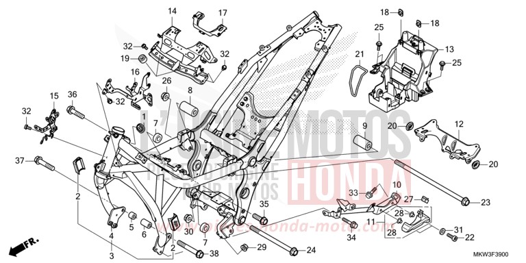 CARROSSERIE DE CHASSIS von NC750X DCT PEARL GLARE WHITE (NHB53) von 2021